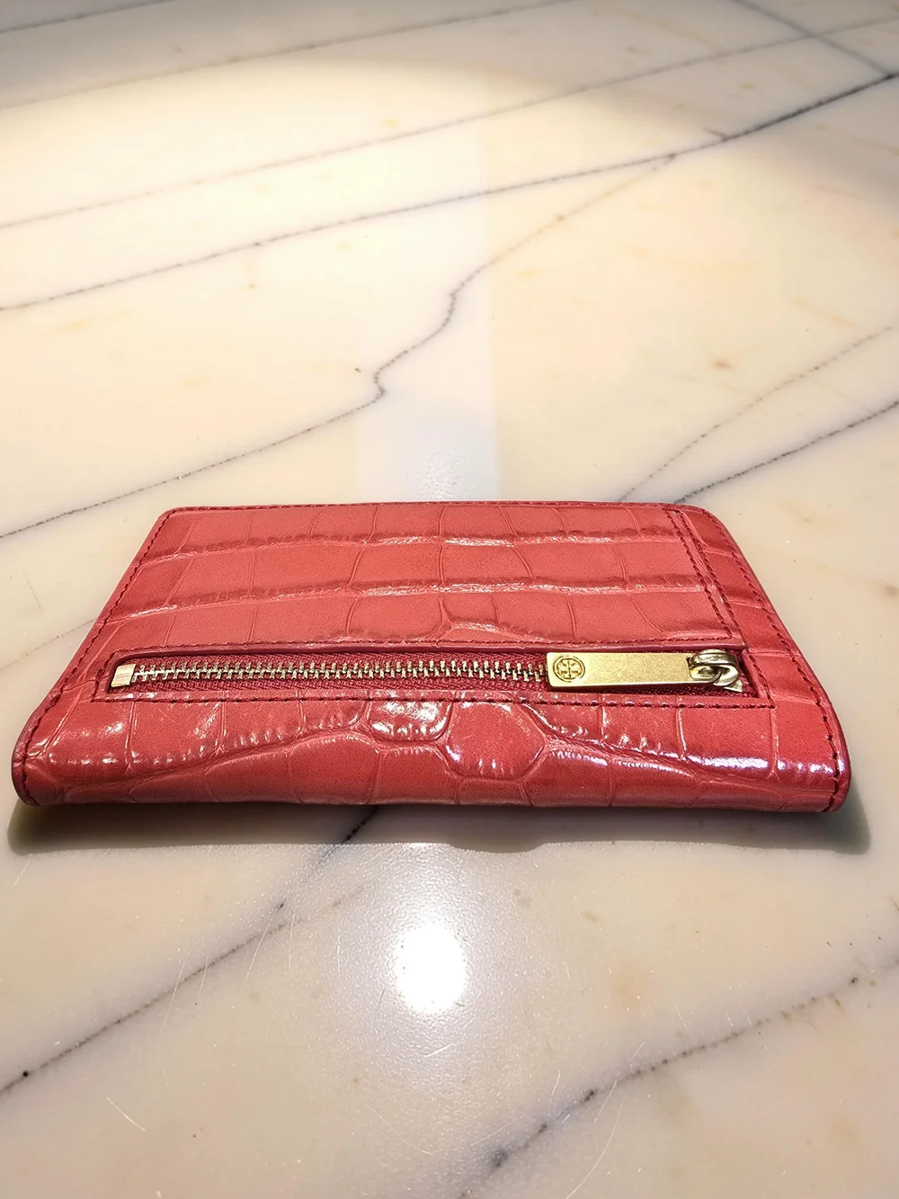 Tory Burch Red Emerson Leather Croc-Embossed Backpack & Wallet Set